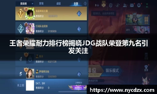 王者荣耀耐力排行榜揭晓JDG战队荣登第九名引发关注